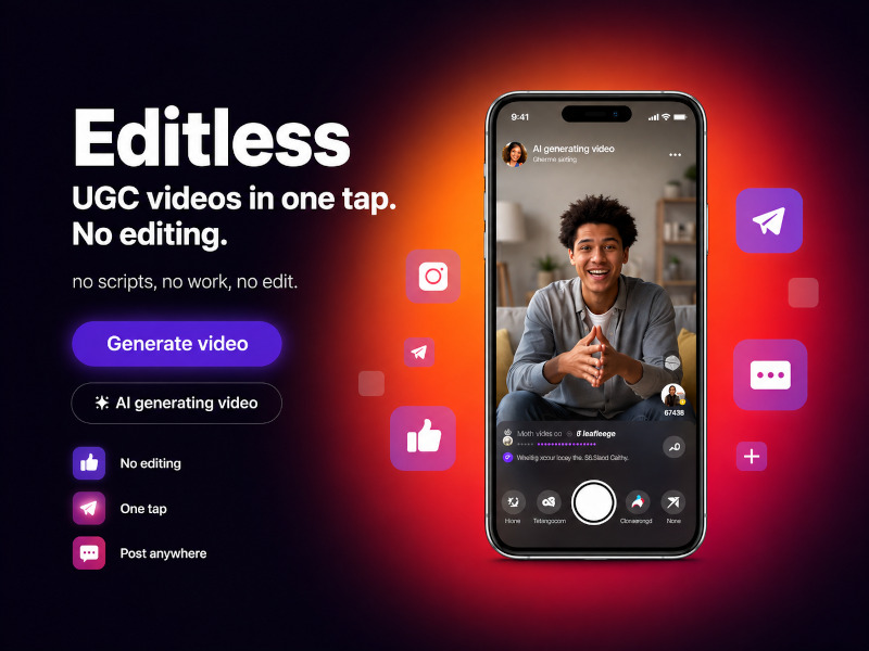 Editless AI-generated product video advertisement preview